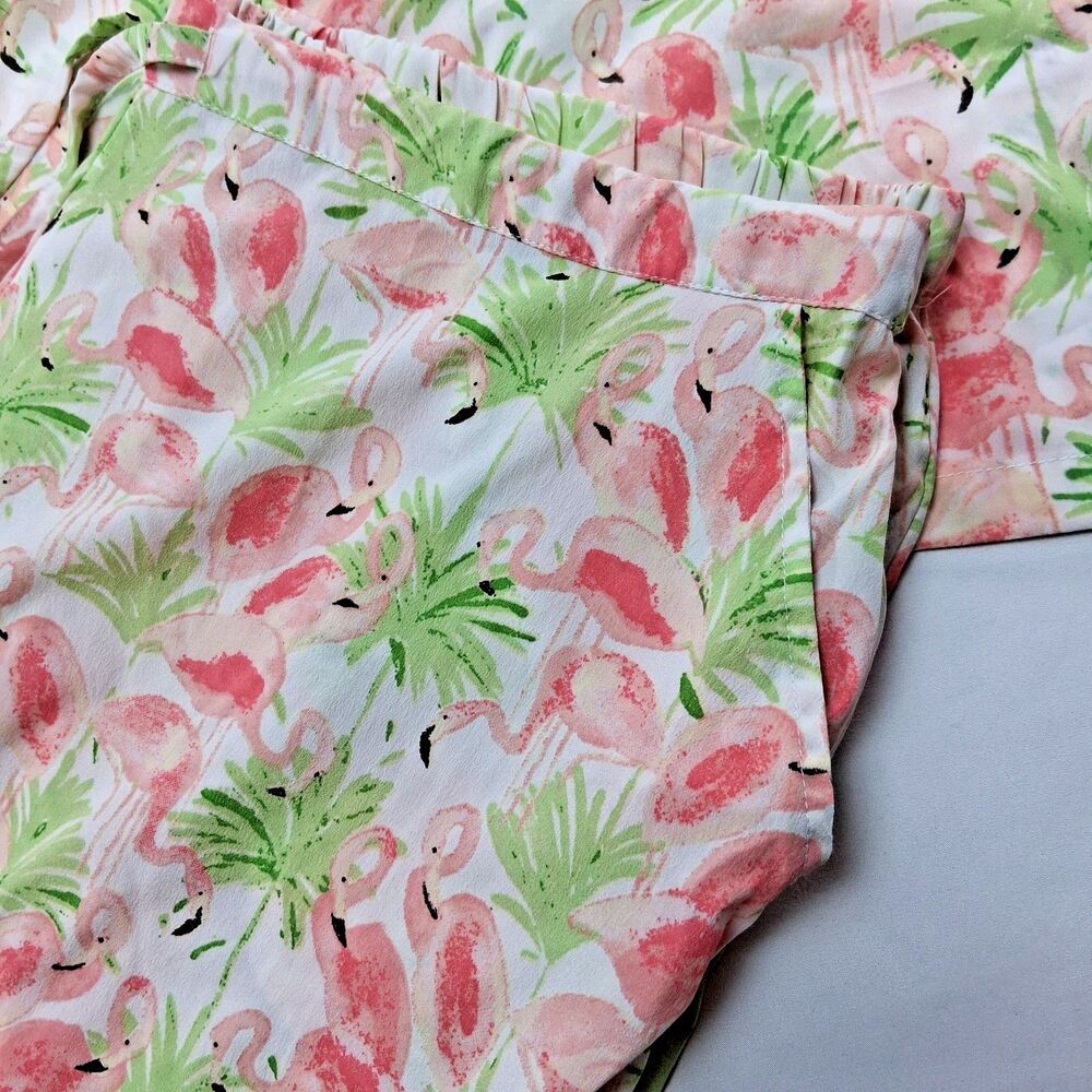 Cynthia Rowley Flamingo Palm Leaf Pajama Set Tropical Coastal Chic Loungewear  L - Picture 2 of 10